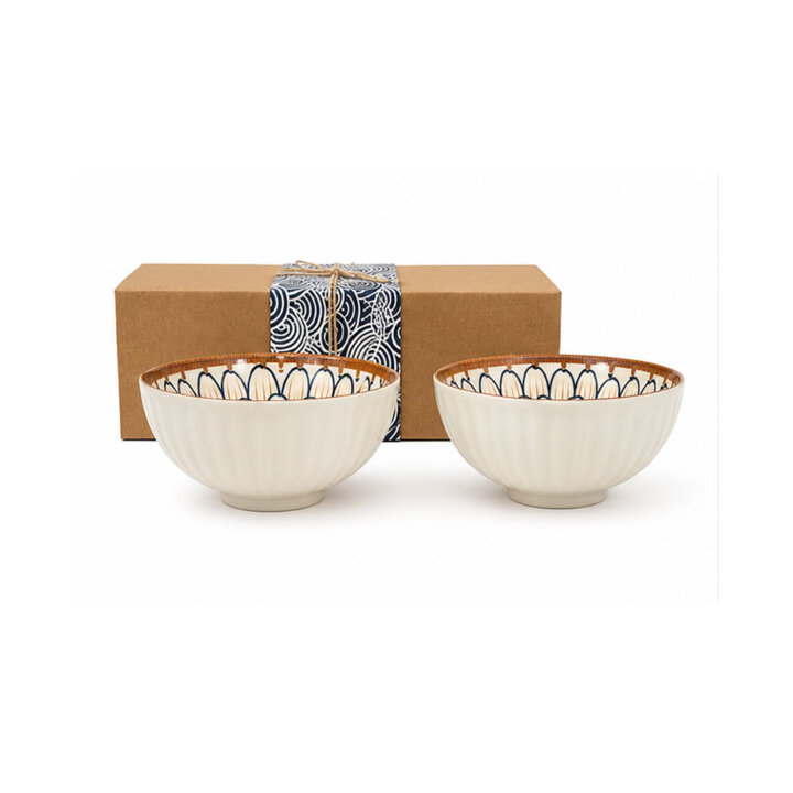 Kiku Floral Ceramic Rice Bowls