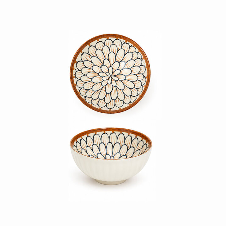 Kiku Floral Ceramic Rice Bowls