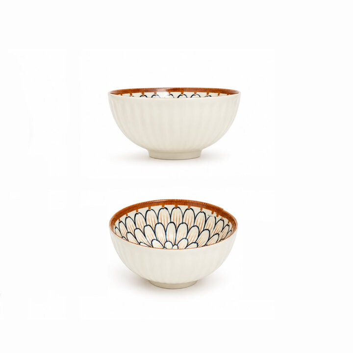 Kiku Floral Ceramic Rice Bowls