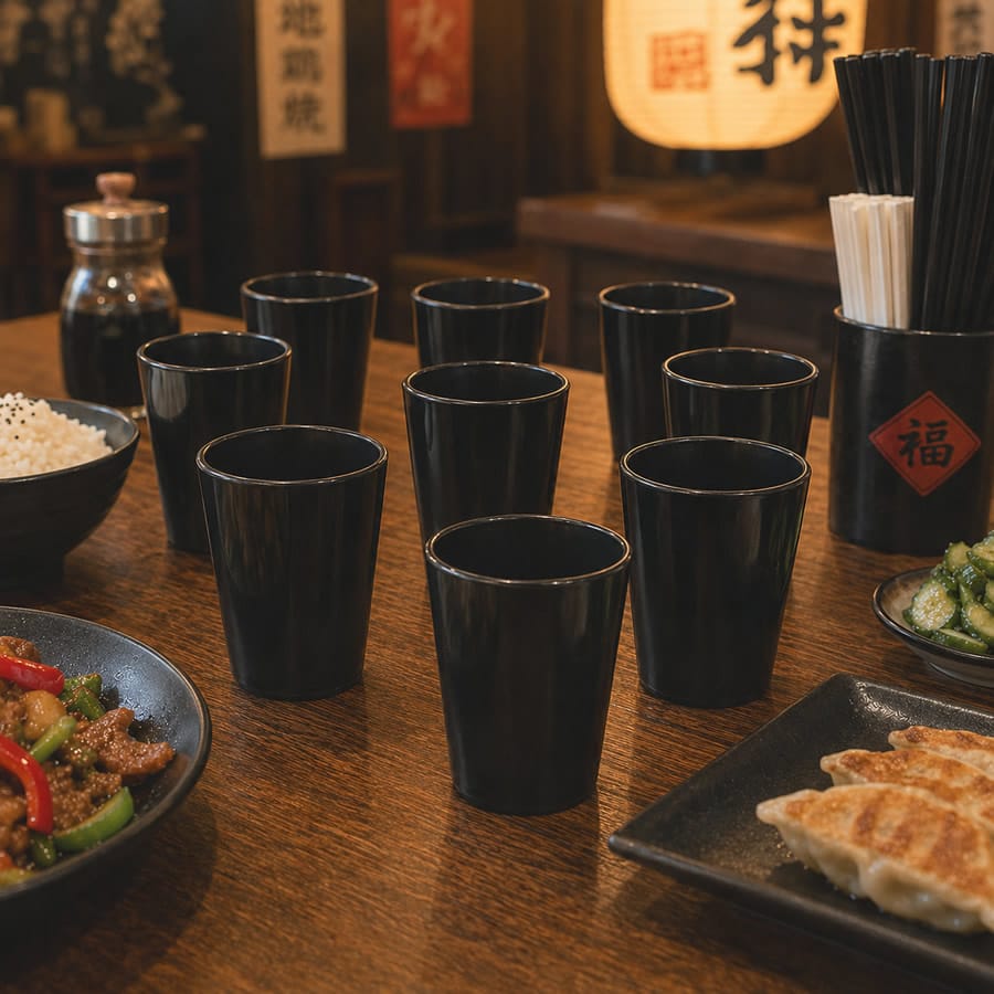 Large Black Gloss Melamine Cups Large Black Gloss Melamine Cups
