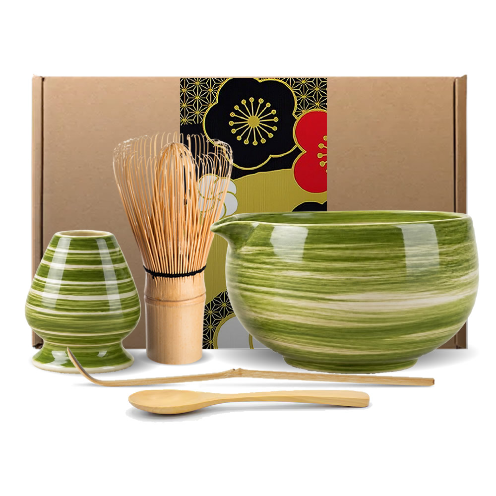 Hand Painted Seijaku Matcha Tea Set Hand Painted Seijaku Matcha Tea Set