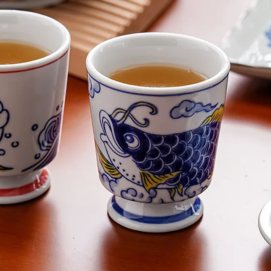 Imperial Blue Koi Tea Cup Imperial Blue Koi Tea Cup