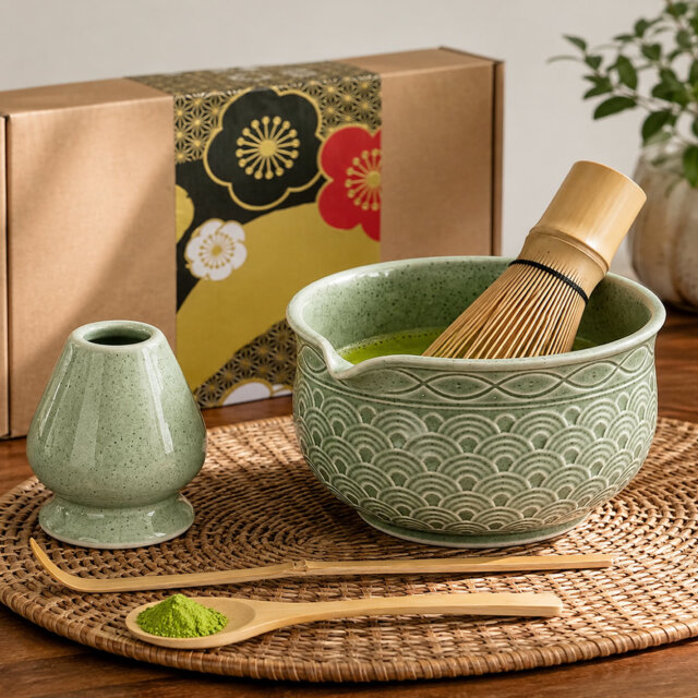 Midori Seigaiha Matcha Tea Set Midori Seigaiha Matcha Tea Set