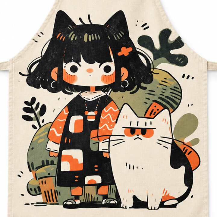 Kimono Girl &Amp; Cute Neko Apron