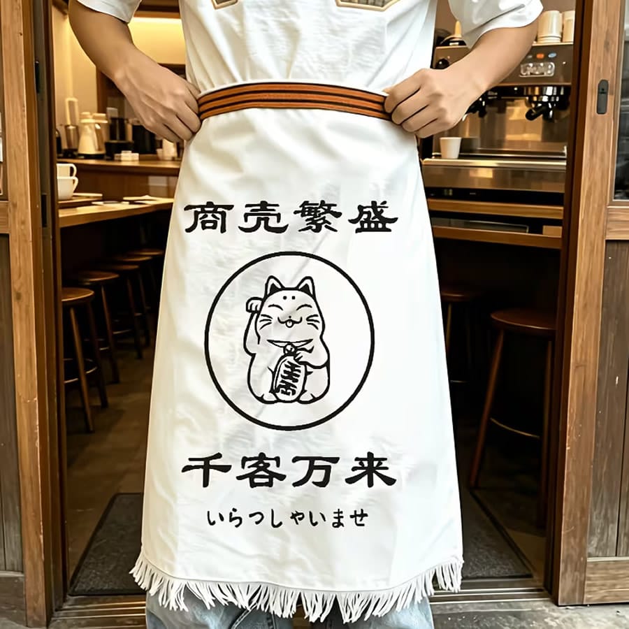 Prosperous Maneki Neko Apron Prosperous Maneki Neko Apron