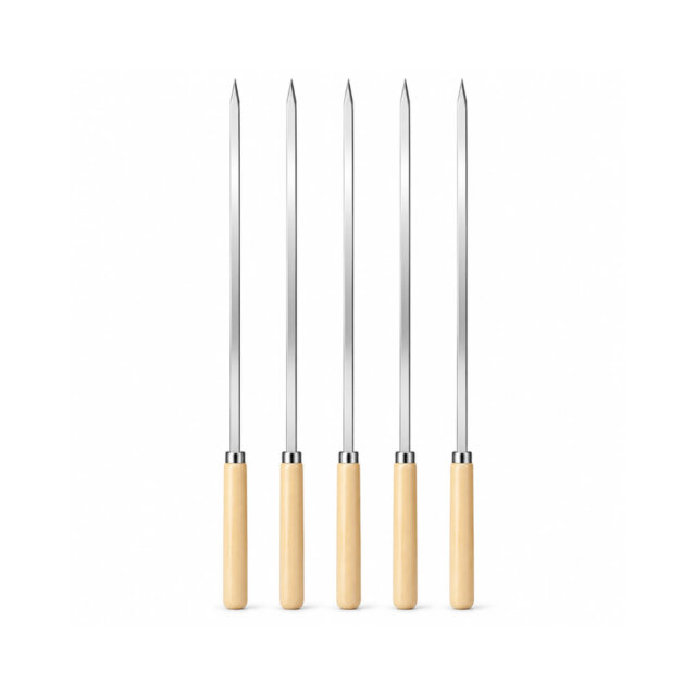 Bbq Wooden Handle Flat Skewers Bbq Wooden Handle Flat Skewers