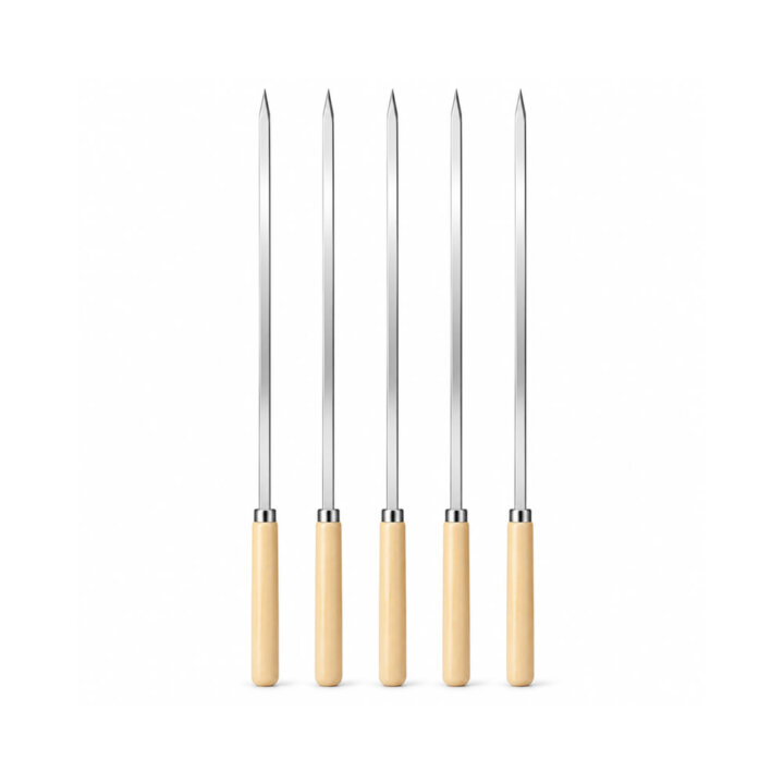 Bbq Wooden Handle Flat Skewers Bbq Wooden Handle Flat Skewers